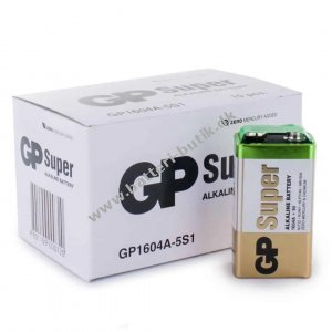 10 x GP Super Alkaline 9V 6LR61 E-Block Batterier