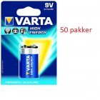 Batteri til VVS Varta Longlife Power Alkaline 6LR61 E 1er blister 50 pakker 04922121411